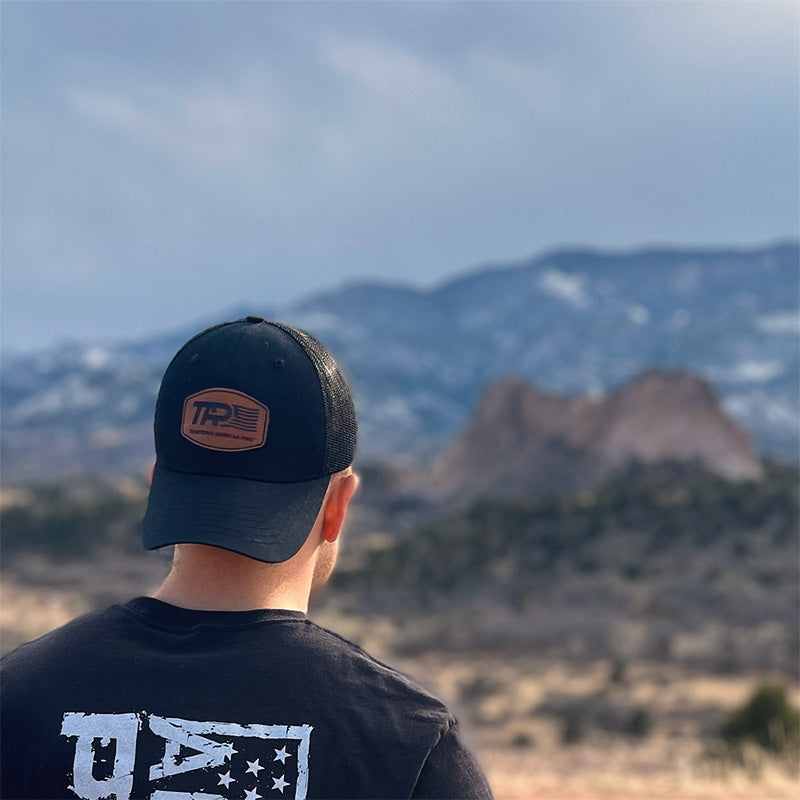 American Heritage Leather Patch Trucker Hat – Made in the USA